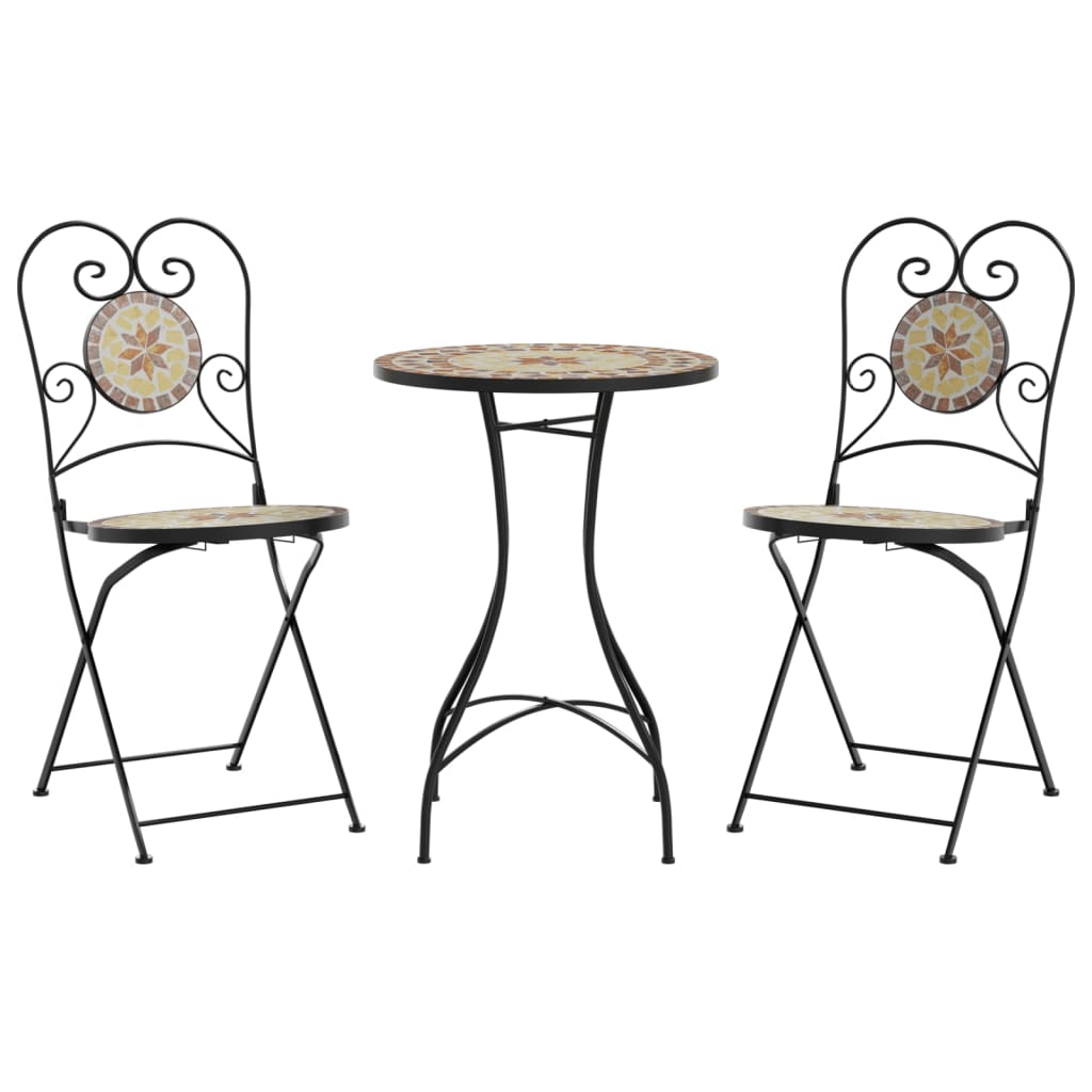 Σετ Bistro «Μωσαϊκό» Τερακότα/Λευκό Σίδηρος και Κεραμικό - Pakobazaar