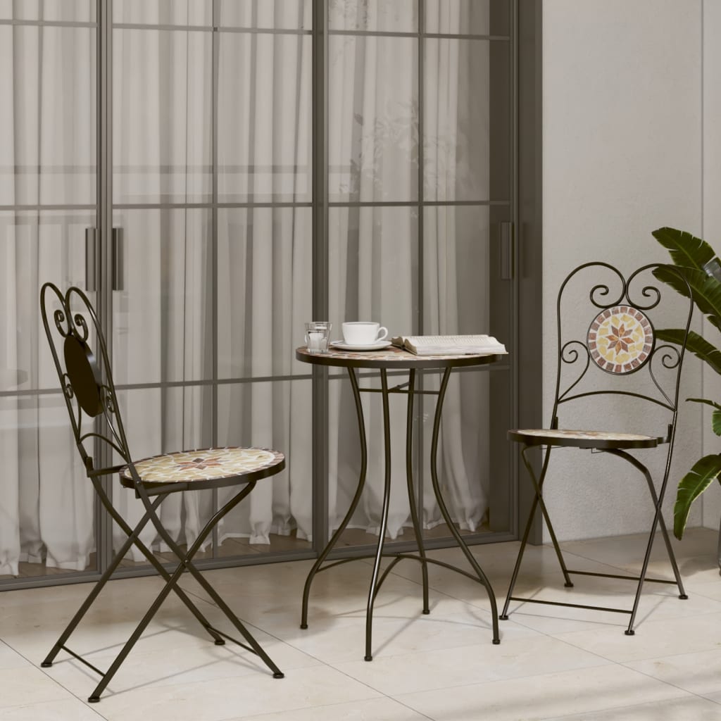 Σετ Bistro «Μωσαϊκό» Τερακότα/Λευκό Σίδηρος και Κεραμικό - Pakobazaar