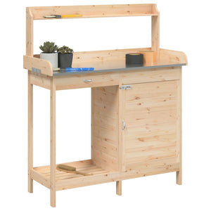 Τραπέζι για Γλάστρες με Ντουλάπι 110,5x45x124,5 εκ. Μασίφ Ελάτη - PAKOBAZAAR