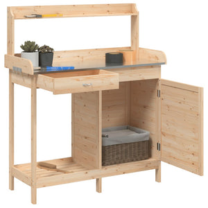 Τραπέζι για Γλάστρες με Ντουλάπι 110,5x45x124,5 εκ. Μασίφ Ελάτη - PAKOBAZAAR