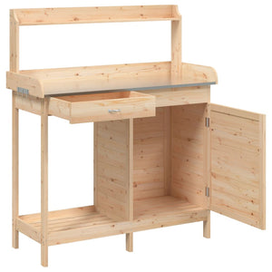Τραπέζι για Γλάστρες με Ντουλάπι 110,5x45x124,5 εκ. Μασίφ Ελάτη - PAKOBAZAAR
