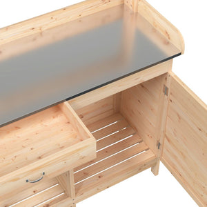 Τραπέζι για Γλάστρες με Ντουλάπι 110,5x45x124,5 εκ. Μασίφ Ελάτη - PAKOBAZAAR