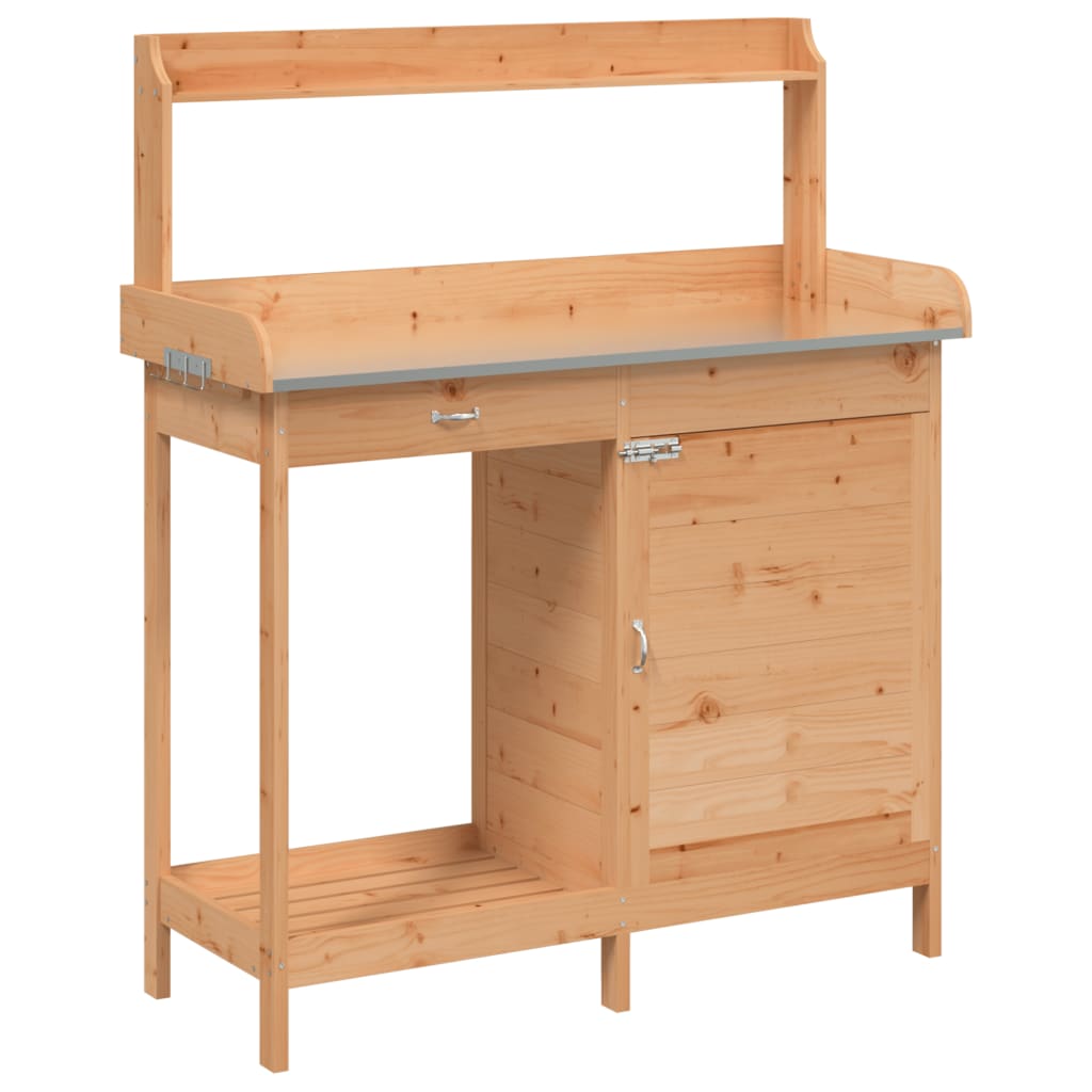 Τραπέζι για Γλάστρες+Ντουλάπι Καφέ 110,5x45x124,5εκ Μασίφ Ελάτη - PAKOBAZAAR