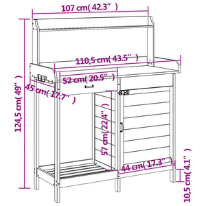 Τραπέζι για Γλάστρες+Ντουλάπι Καφέ 110,5x45x124,5εκ Μασίφ Ελάτη - PAKOBAZAAR