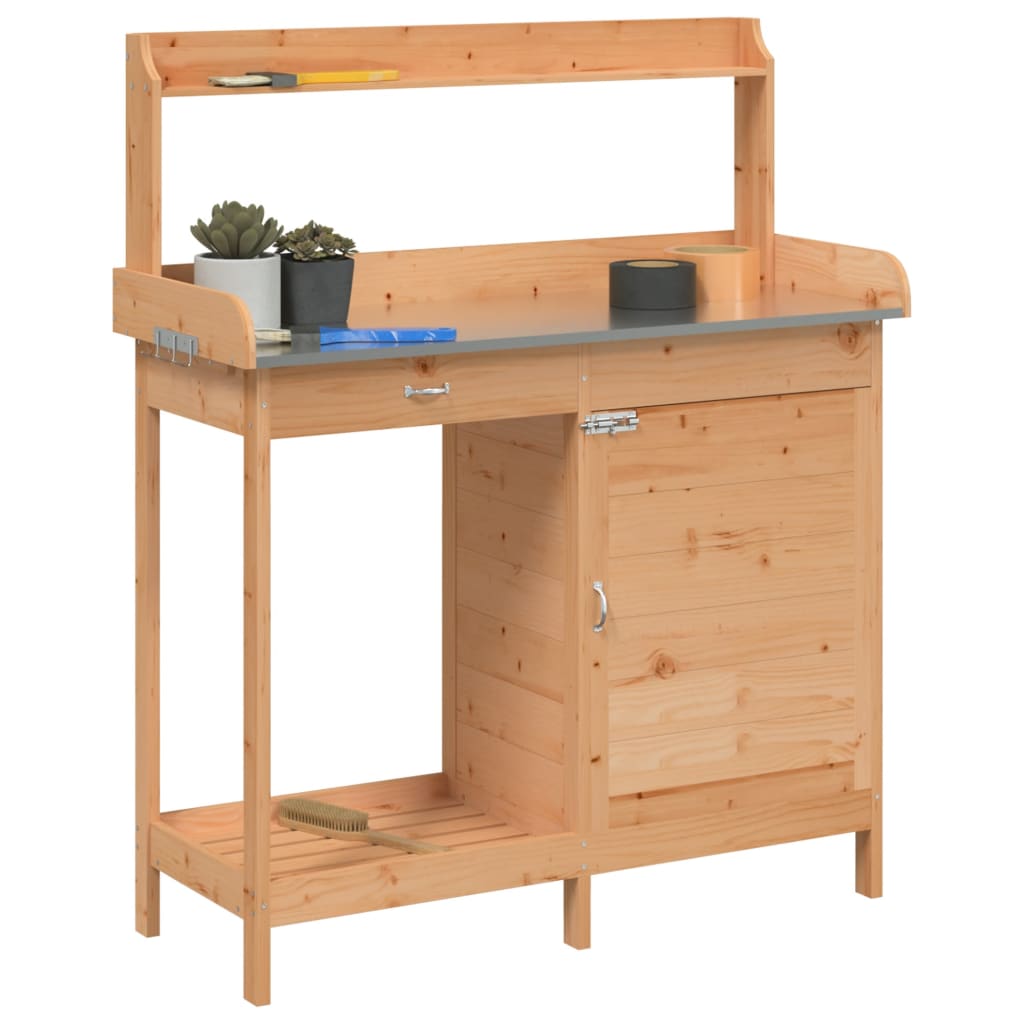 Τραπέζι για Γλάστρες+Ντουλάπι Καφέ 110,5x45x124,5εκ Μασίφ Ελάτη - PAKOBAZAAR