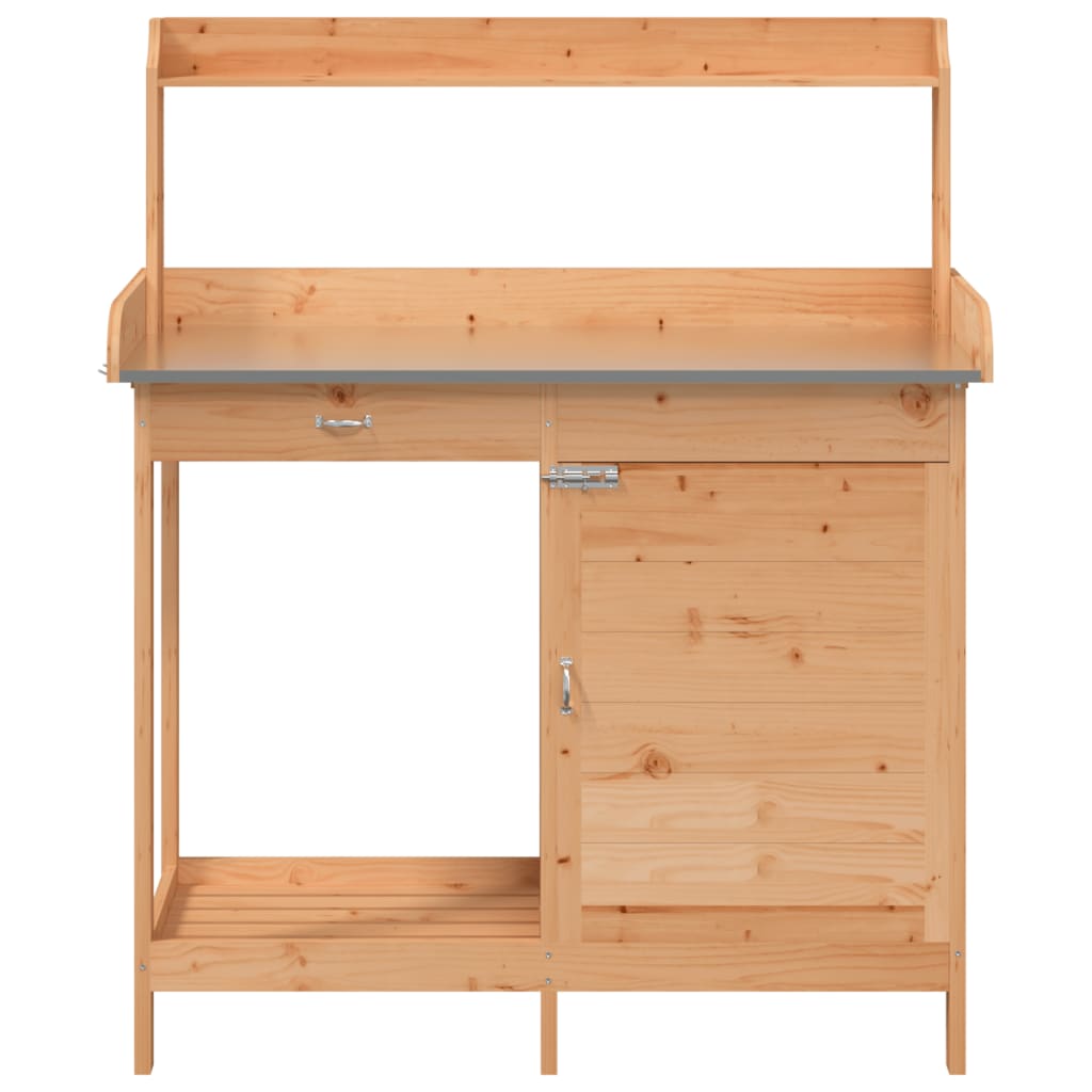 Τραπέζι για Γλάστρες+Ντουλάπι Καφέ 110,5x45x124,5εκ Μασίφ Ελάτη - PAKOBAZAAR