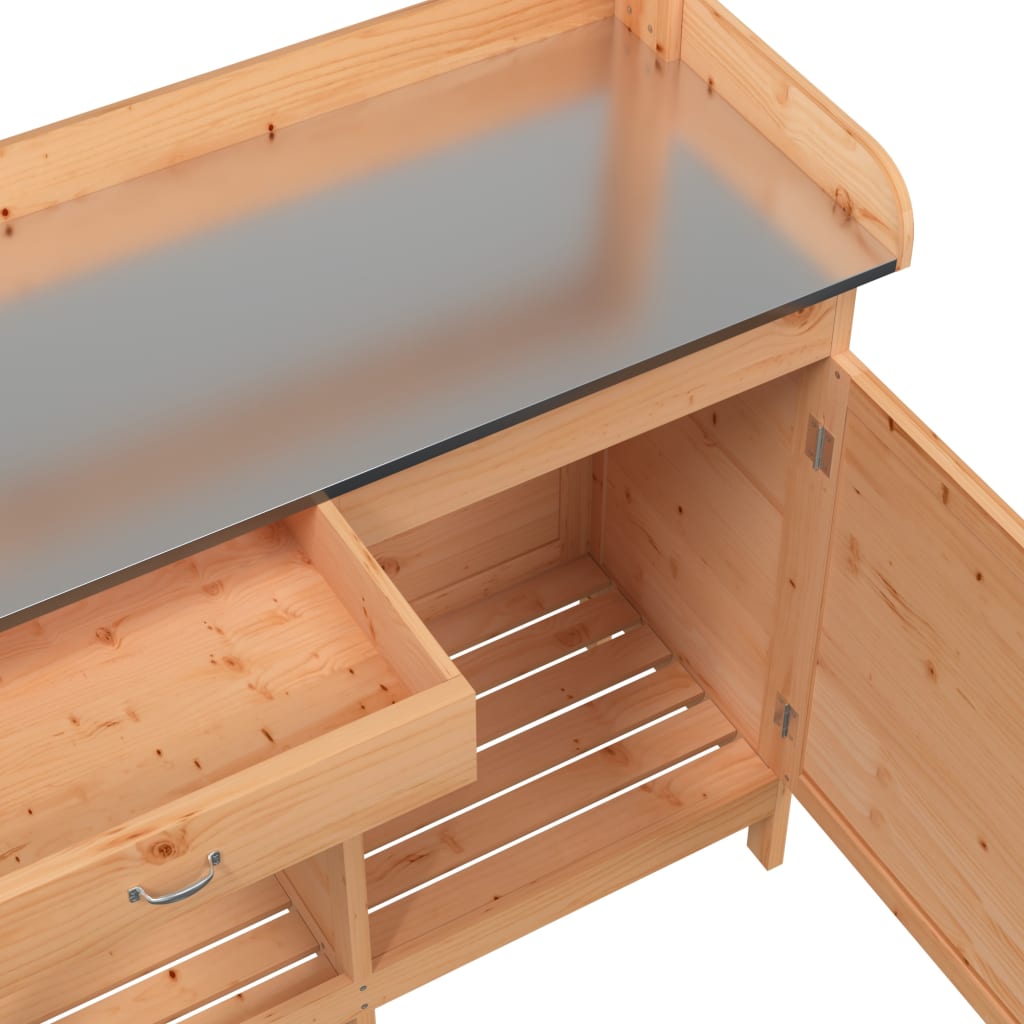 Τραπέζι για Γλάστρες+Ντουλάπι Καφέ 110,5x45x124,5εκ Μασίφ Ελάτη - PAKOBAZAAR