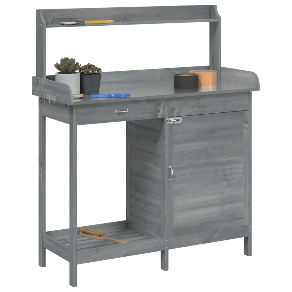 Τραπέζι για Γλάστρες+Ντουλάπι Γκρι 110,5x45x124,5εκ Μασίφ Ελάτη - PAKOBAZAAR