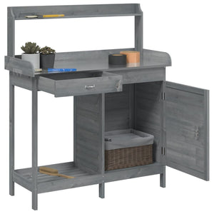 Τραπέζι για Γλάστρες+Ντουλάπι Γκρι 110,5x45x124,5εκ Μασίφ Ελάτη - PAKOBAZAAR