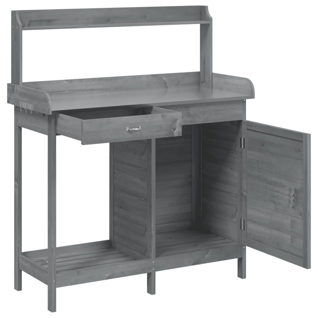 Τραπέζι για Γλάστρες+Ντουλάπι Γκρι 110,5x45x124,5εκ Μασίφ Ελάτη - PAKOBAZAAR