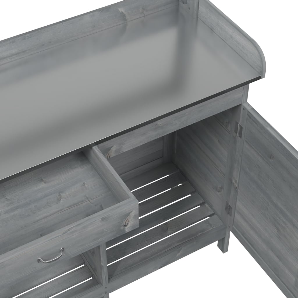 Τραπέζι για Γλάστρες+Ντουλάπι Γκρι 110,5x45x124,5εκ Μασίφ Ελάτη - PAKOBAZAAR