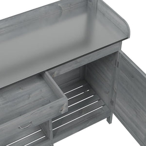 Τραπέζι για Γλάστρες+Ντουλάπι Γκρι 110,5x45x124,5εκ Μασίφ Ελάτη - PAKOBAZAAR