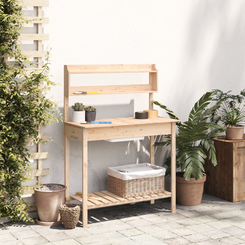 Τραπέζι για Γλάστρες+Νεροχύτης 147,5x44x139,5 εκ Μασίφ Ελάτη - PAKOBAZAAR