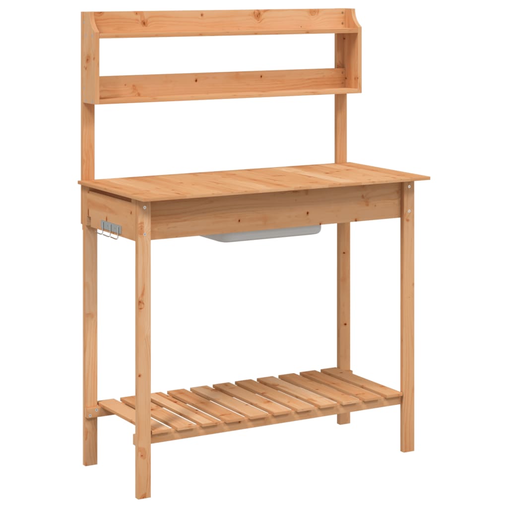 Τραπέζι για Γλάστρες+Νεροχύτη Καφέ 147,5x44x139,5εκ Μασίφ Ελάτη - PAKOBAZAAR