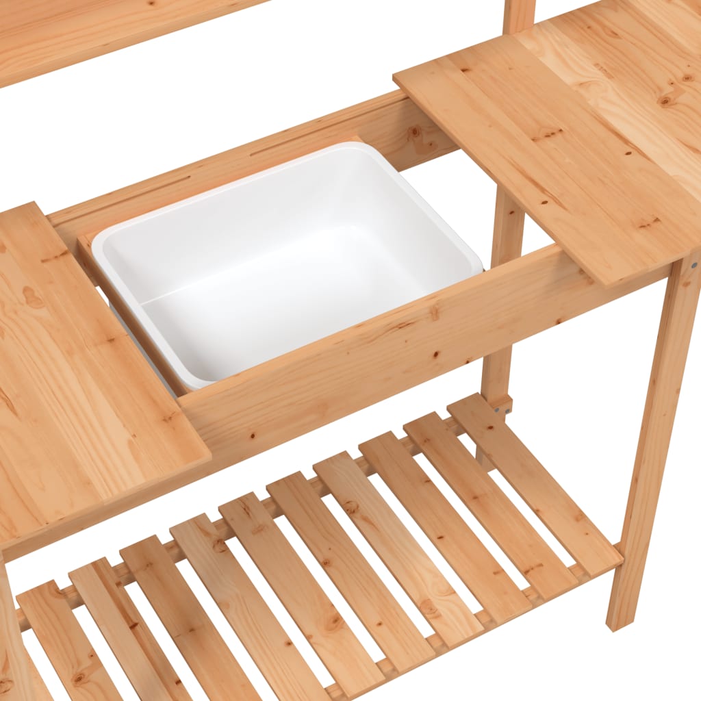 Τραπέζι για Γλάστρες+Νεροχύτη Καφέ 147,5x44x139,5εκ Μασίφ Ελάτη - PAKOBAZAAR