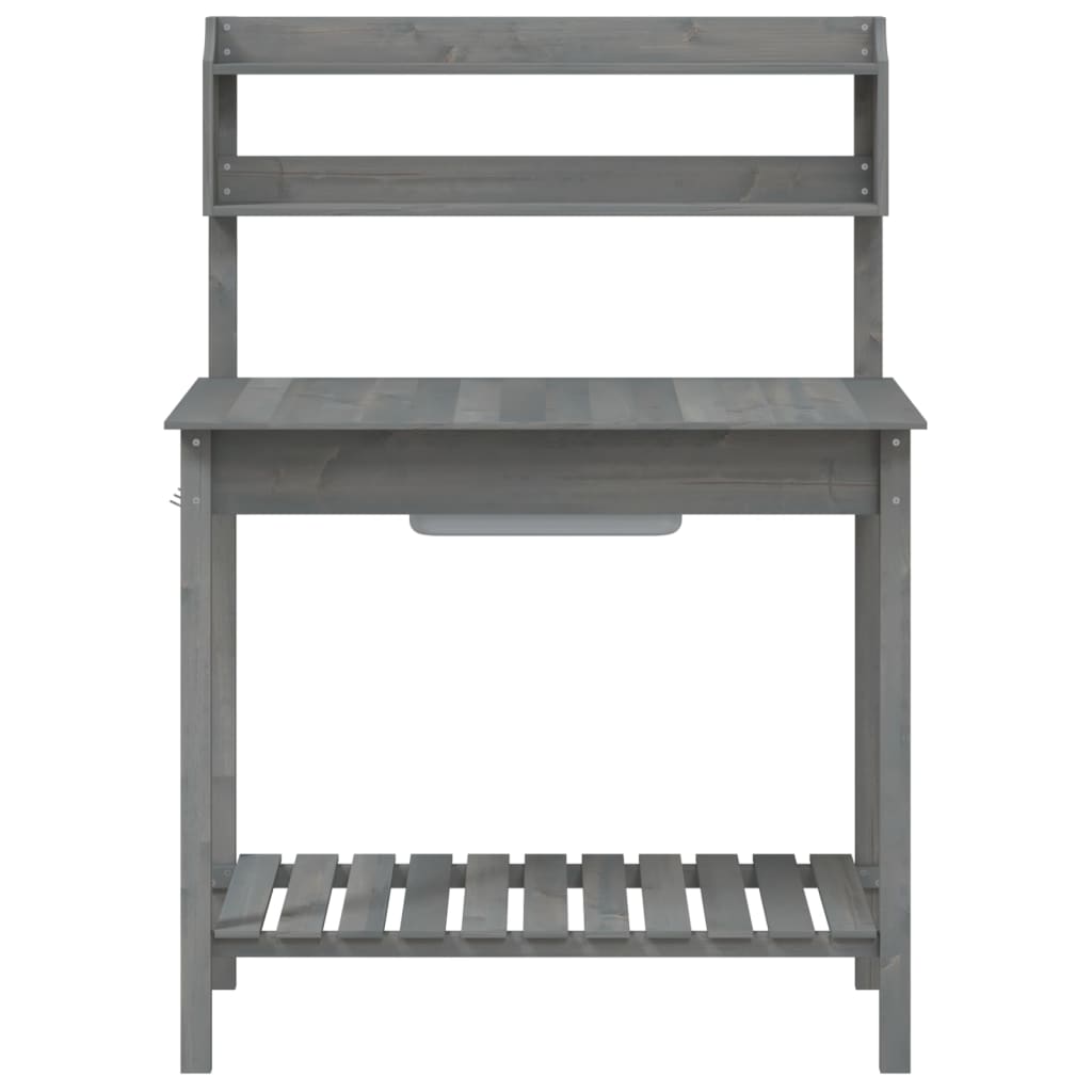 Τραπέζι για Γλάστρες+Νεροχύτη Γκρι 147,5x44x139,5εκ Μασίφ Ελάτη - PAKOBAZAAR