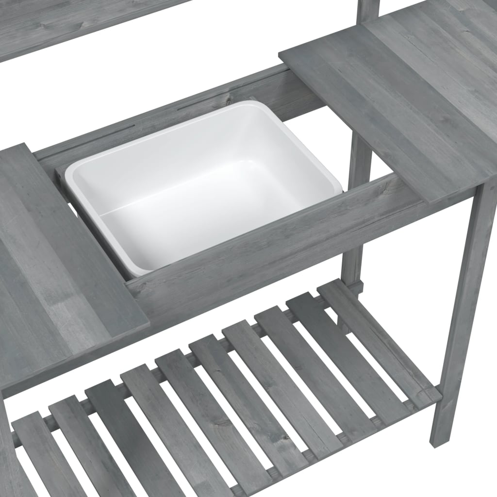 Τραπέζι για Γλάστρες+Νεροχύτη Γκρι 147,5x44x139,5εκ Μασίφ Ελάτη - PAKOBAZAAR