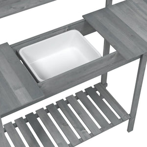 Τραπέζι για Γλάστρες+Νεροχύτη Γκρι 147,5x44x139,5εκ Μασίφ Ελάτη - PAKOBAZAAR