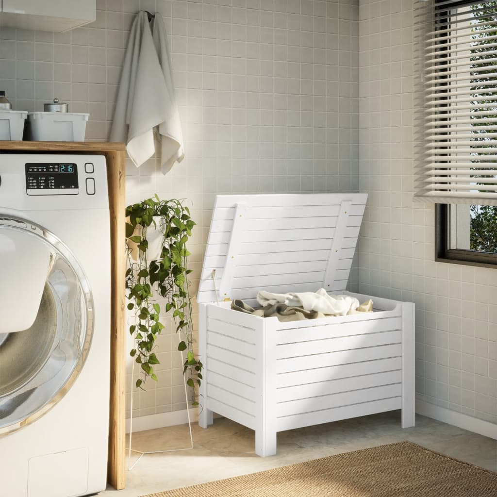 Κουτί Αποθήκευσης με Καπάκι RANA Λευκό 80x49x54εκ. Μασίφ Πεύκο