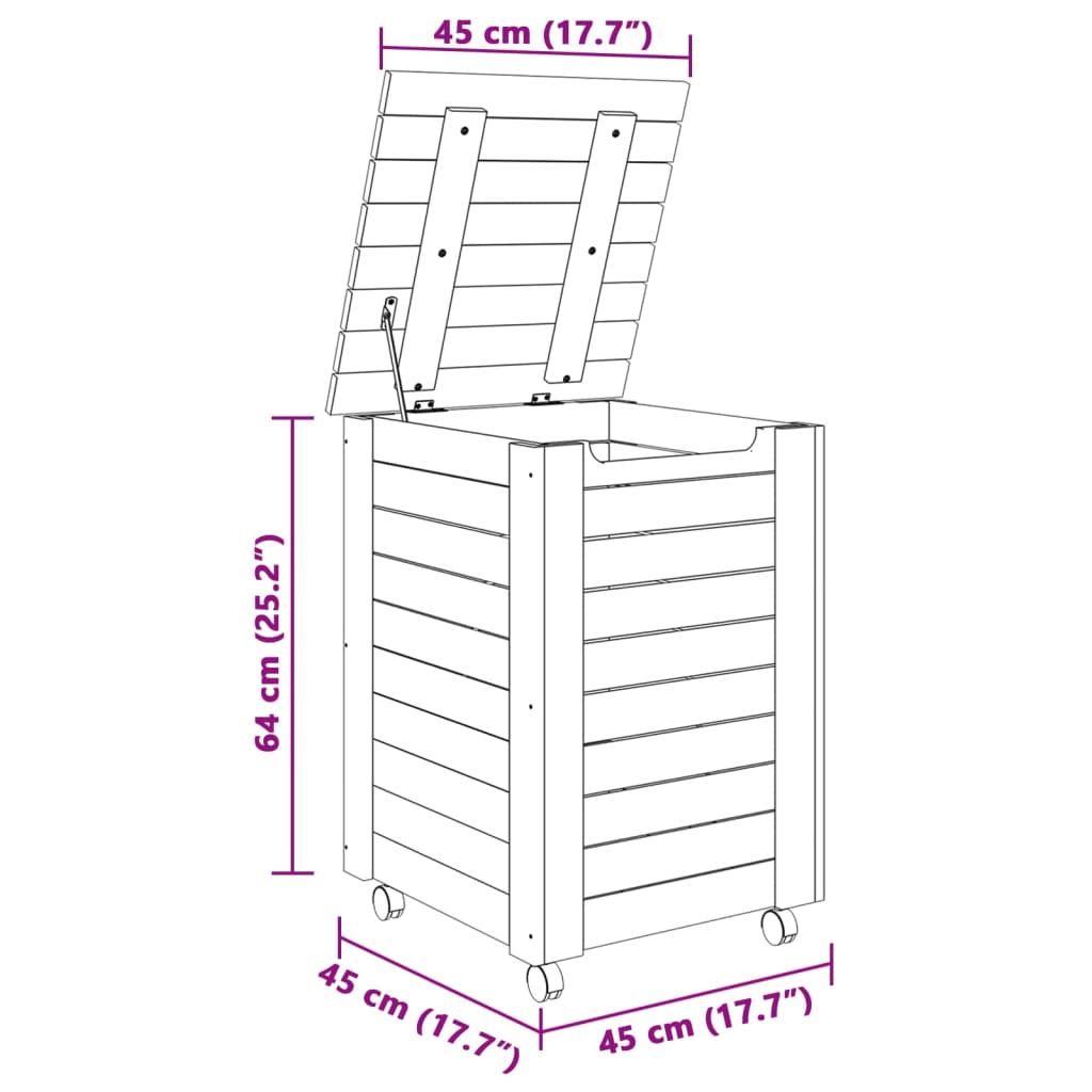 Καλάθι Άπλυτων με Τροχούς RANA Λευκό 45x45x64εκ. Μασίφ Πεύκο