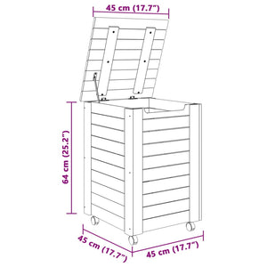Καλάθι Άπλυτων με Τροχούς RANA Λευκό 45x45x64εκ. Μασίφ Πεύκο