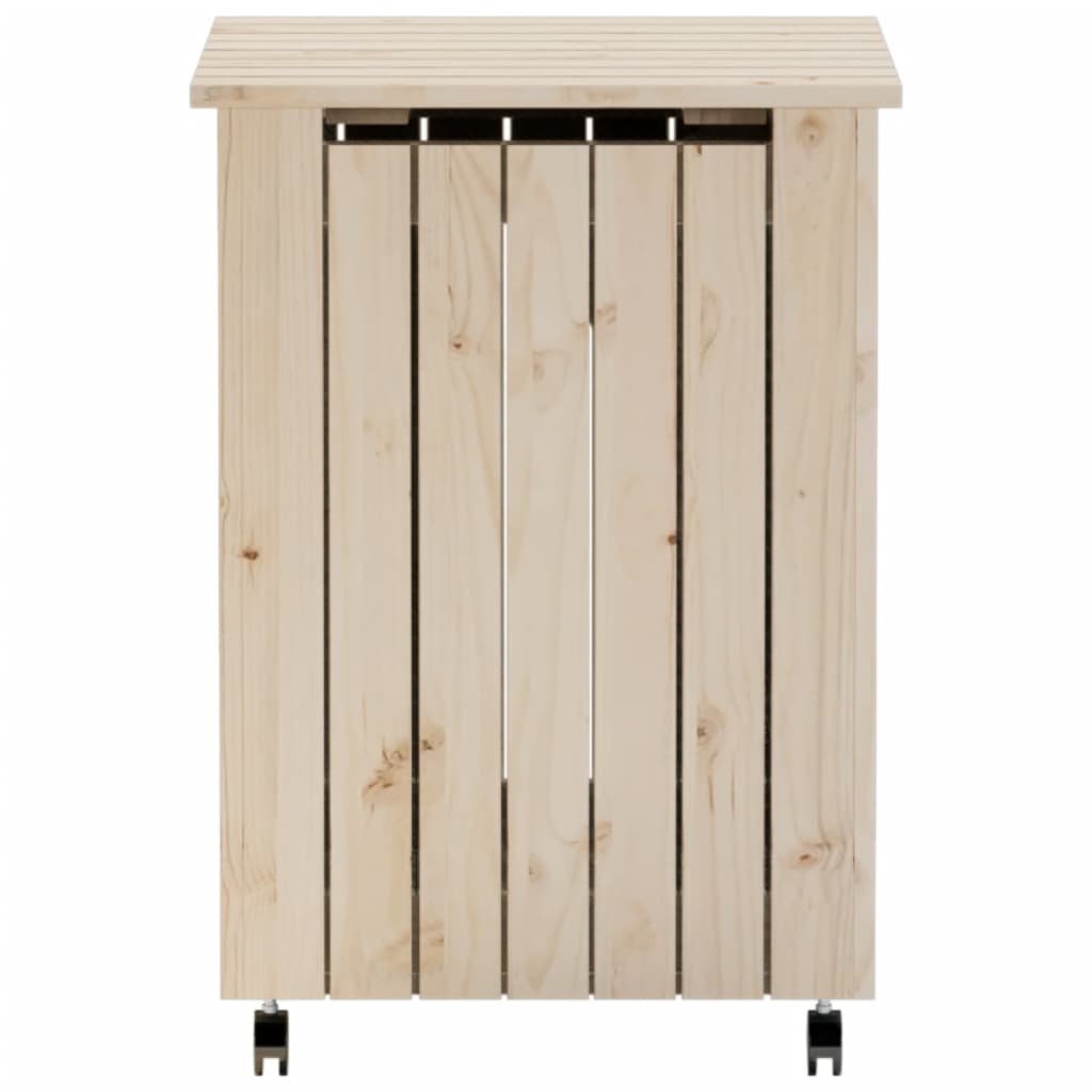 Καλάθι Άπλυτων με Τροχούς RANA 45x45x64εκ. Μασίφ Ξύλο Πεύκου