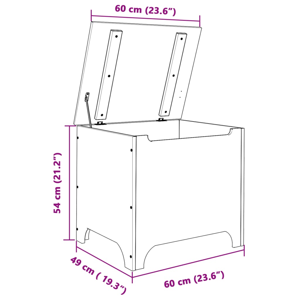Κουτί Αποθήκευσης με Καπάκι RANA 60x49x54εκ. Μασίφ Ξύλο Πεύκου