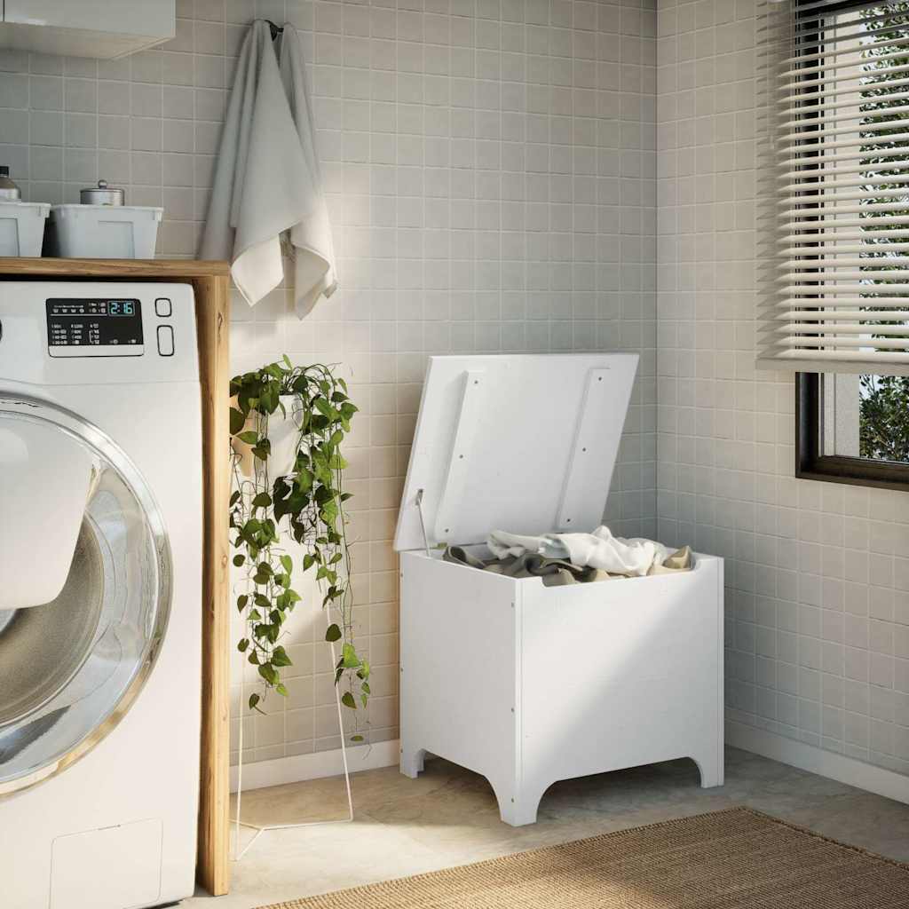 Κουτί Αποθήκευσης με Καπάκι RANA Λευκό 60x49x54εκ. Μασίφ Πεύκο - Pakobazaar