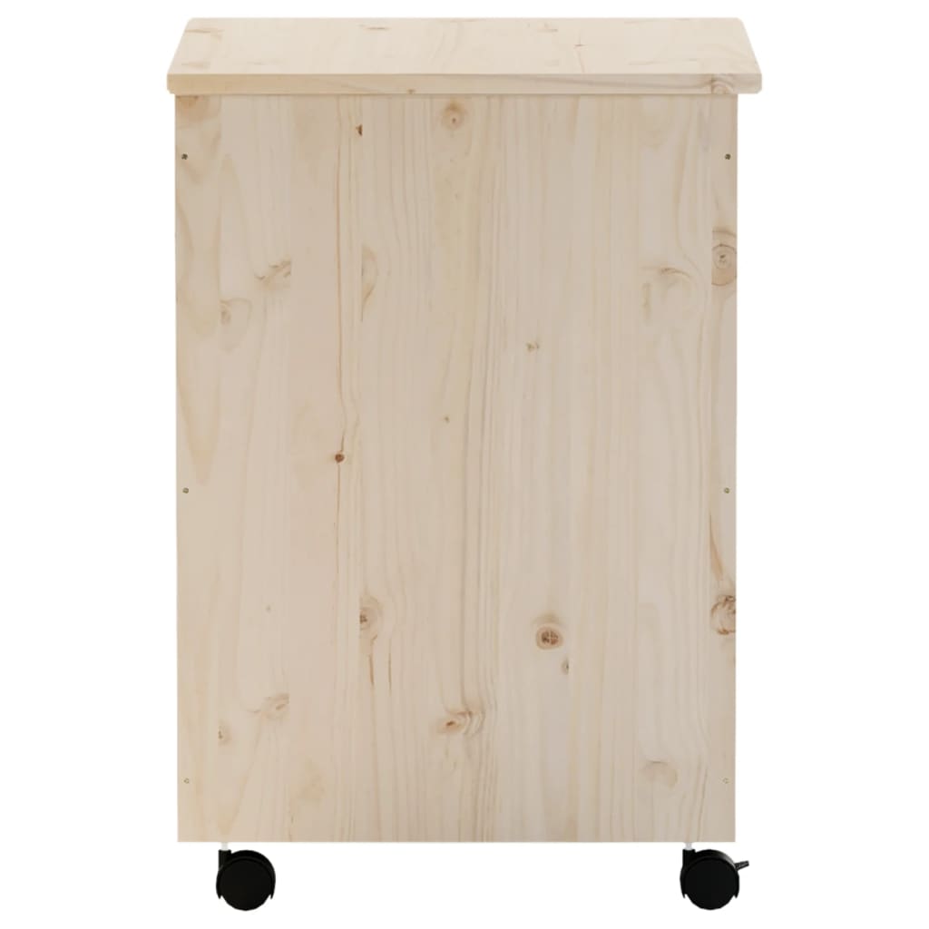 Καλάθι Άπλυτων με Τροχούς RANA 45x45x64εκ. Μασίφ Ξύλο Πεύκου - Pakobazaar