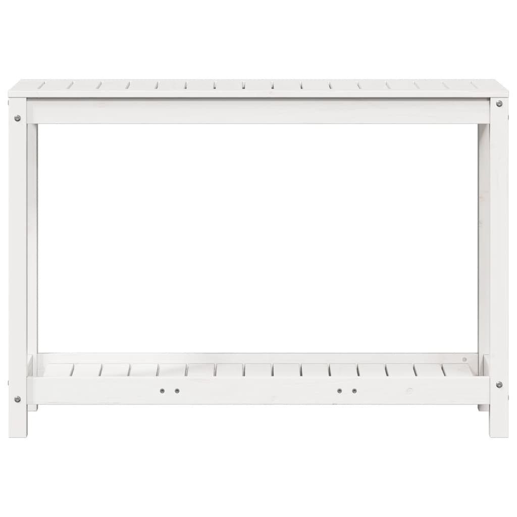 Τραπέζι Κηπουρικής με Ράφι Λευκό 108x35x75εκ. Μασίφ Ξύλο Πεύκου