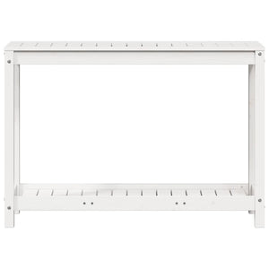 Τραπέζι Κηπουρικής με Ράφι Λευκό 108x35x75εκ. Μασίφ Ξύλο Πεύκου