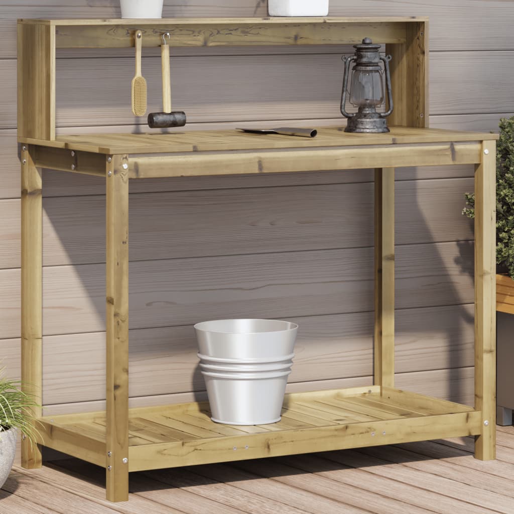 Τραπέζι Κηπουρικής με Ράφια 108x50x109,5 εκ. Εμποτ. Ξύλο Πεύκου - Pakobazaar