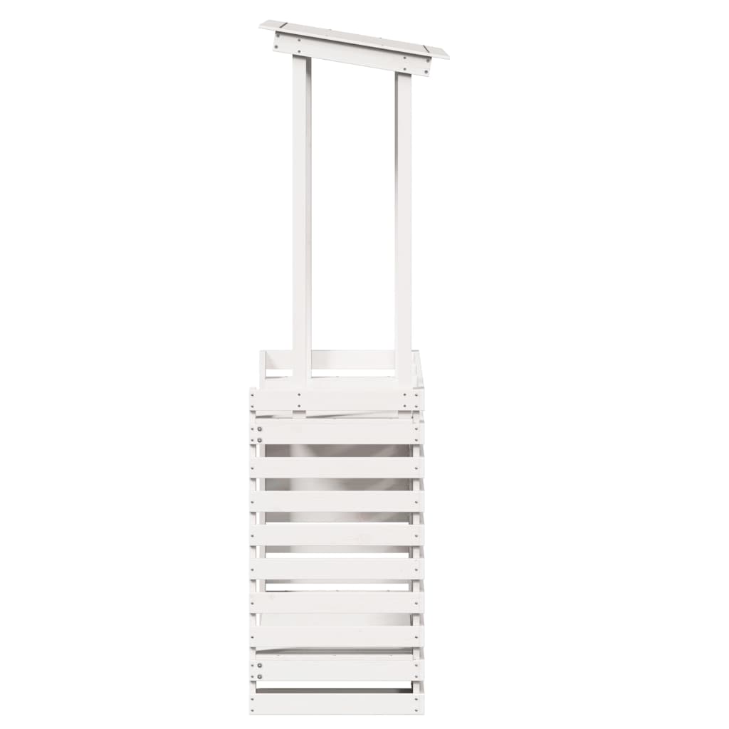 Τραπέζι Μπαρ Κήπου με Οροφή Λευκό 112,5x57x195,5εκ. Μασίφ Πεύκο