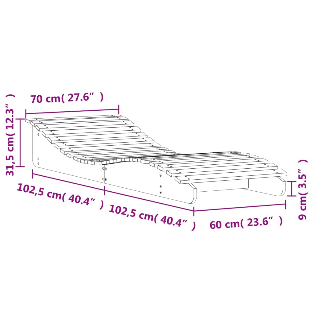 Ξαπλώστρα 205x70x31,5 εκ. από Μασίφ Ξύλο Πεύκου
