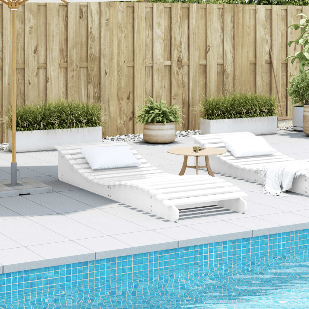 Ξαπλώστρα Λευκό 205x70x31,5 εκ. από Μασίφ Ξύλο Πεύκου - Pakobazaar