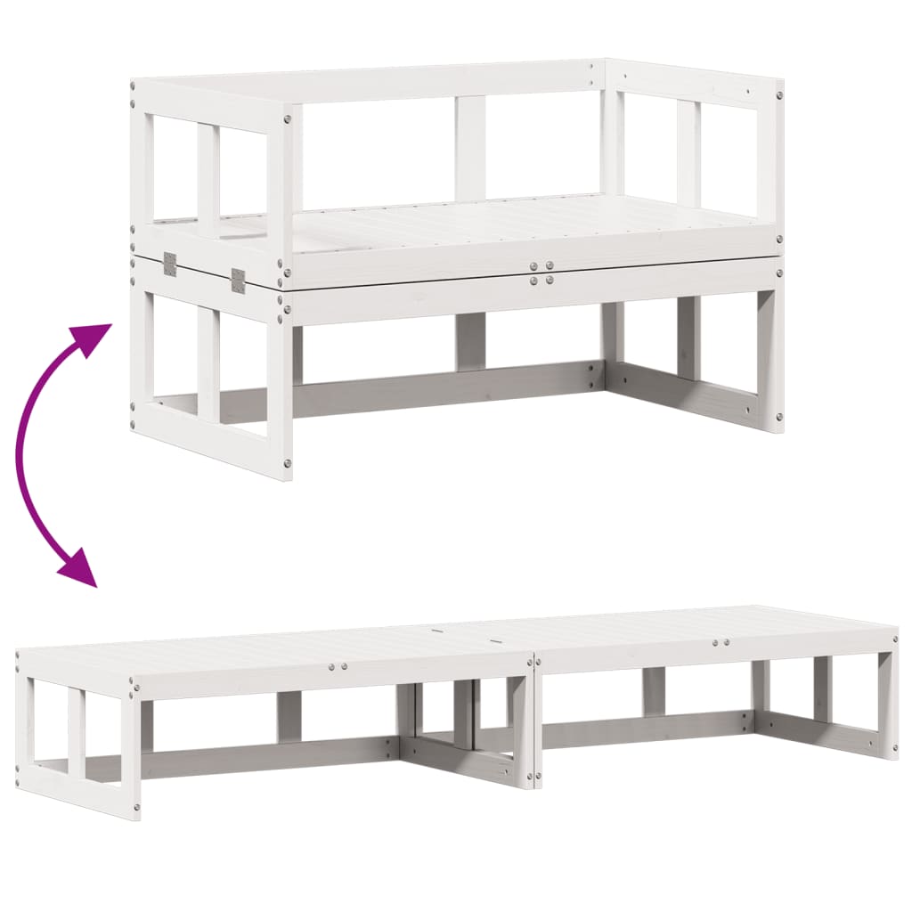 Παγκάκι/Καναπές Κήπου Επεκτεινόμενο Λευκό από Μασίφ Ξύλο Πεύκου - Pakobazaar