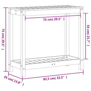 Τραπέζι Κηπουρικής με Ράφι Καφέ 82,5x35x75εκ. Μασίφ Ξύλο Πεύκου