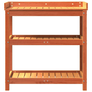 Τραπέζι Κηπουρικής με Ράφια Καφέ 82,5x45x86,5 εκ. Μασίφ Πεύκο - Pakobazaar