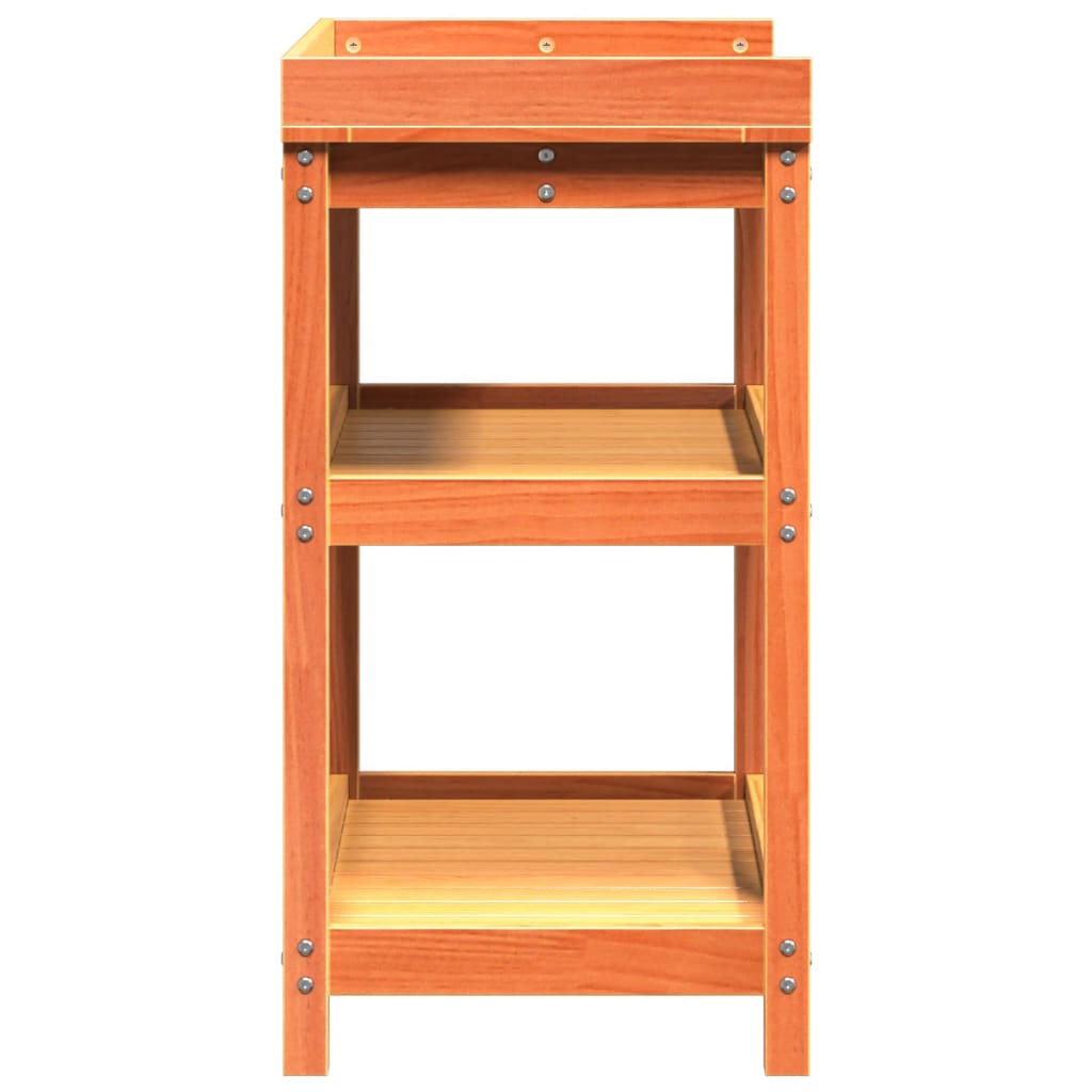 Τραπέζι Κηπουρικής με Ράφια Καφέ 82,5x45x86,5 εκ. Μασίφ Πεύκο - Pakobazaar