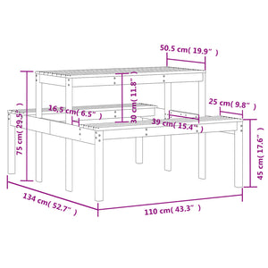 Τραπέζι Πικνίκ Καφέ Κεριού 110x134x75 εκ. από Μασίφ Ξύλο Πεύκου - Pakobazaar