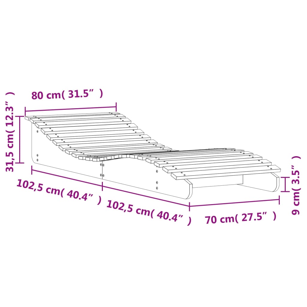 Ξαπλώστρα Καφέ Κεριού 205x80x31,5 εκ. από Μασίφ Ξύλο Πεύκου