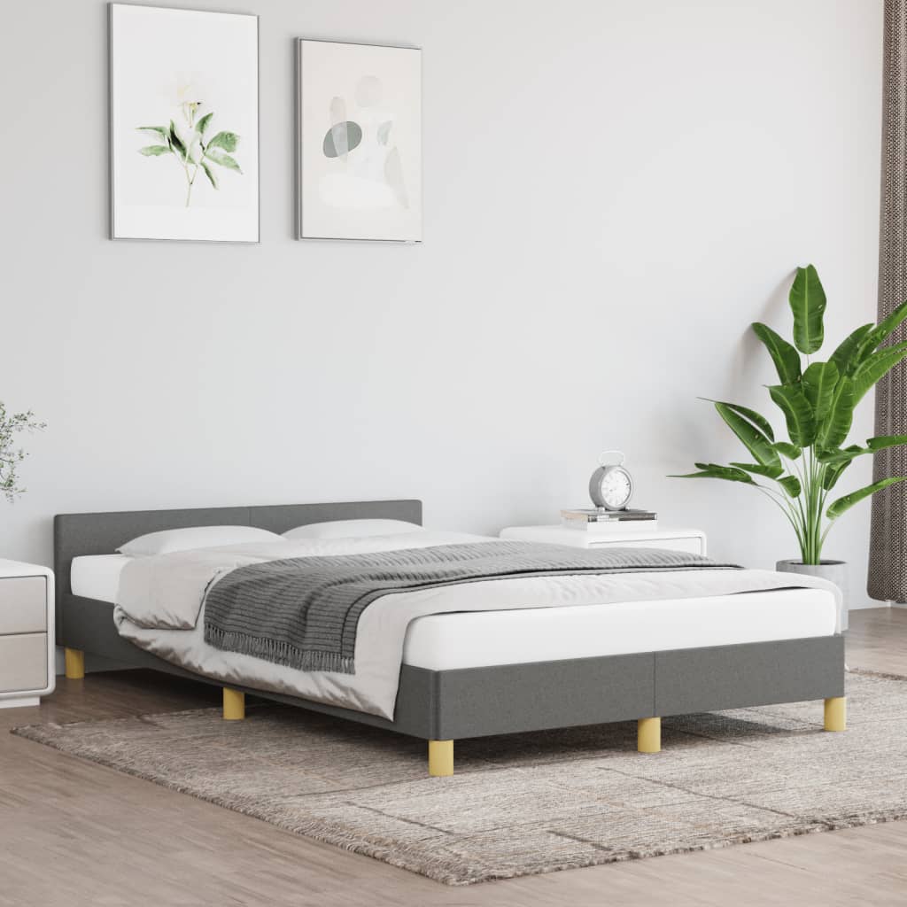 Πλαίσιο Κρεβατιού χωρίς στρώμα Σκούρο γκρι 120x190εκ Υφασμάτινο - Pakobazaar