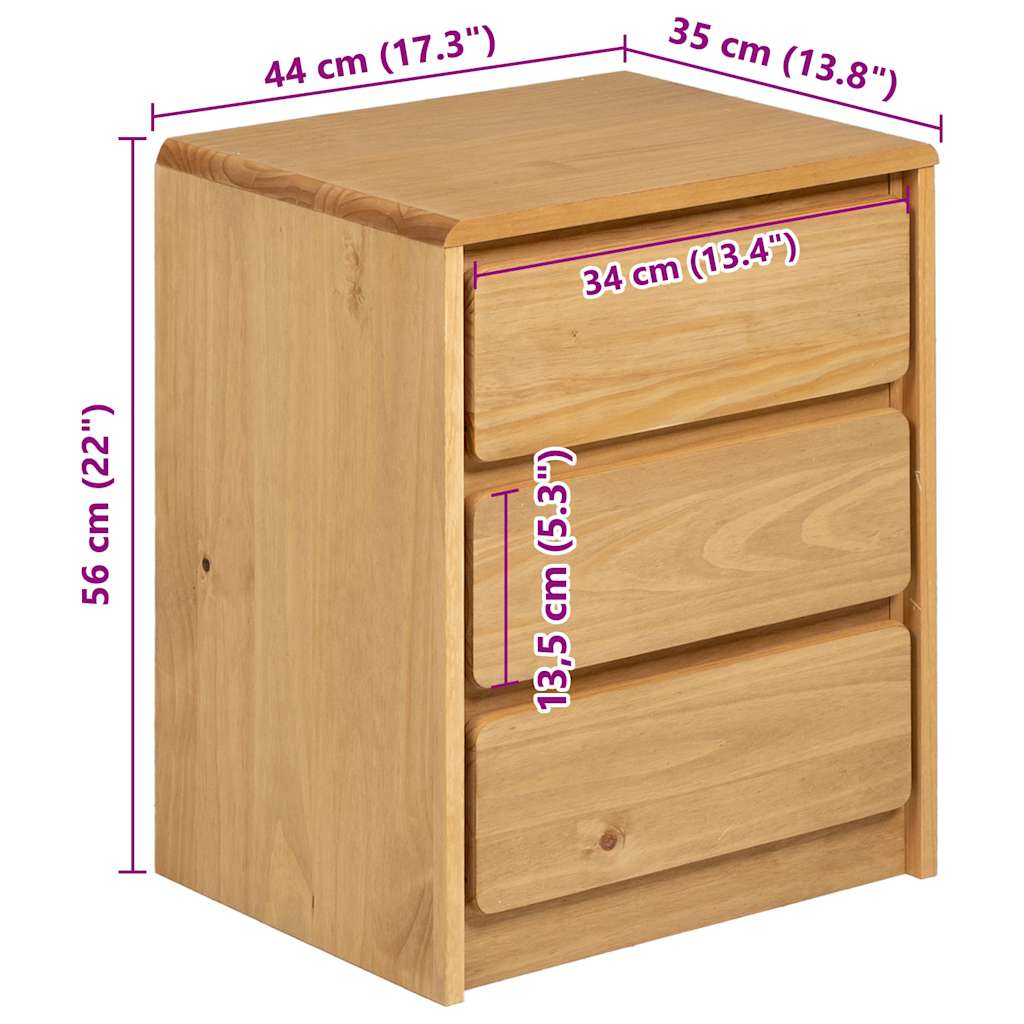 Κομοδίνο SAUDA Χρώμα Δρυός 44x35x56 εκ. Μασίφ Ξύλο Πεύκου