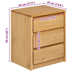 Κομοδίνο SAUDA Χρώμα Δρυός 44x35x56 εκ. Μασίφ Ξύλο Πεύκου