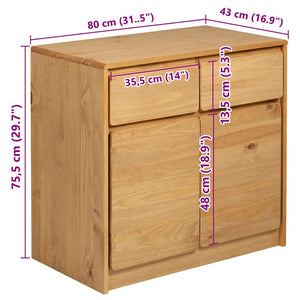 Ντουλάπι SAUDA Δρυς 80x43x75,5 εκ. από Μασίφ Ξύλο Πεύκου