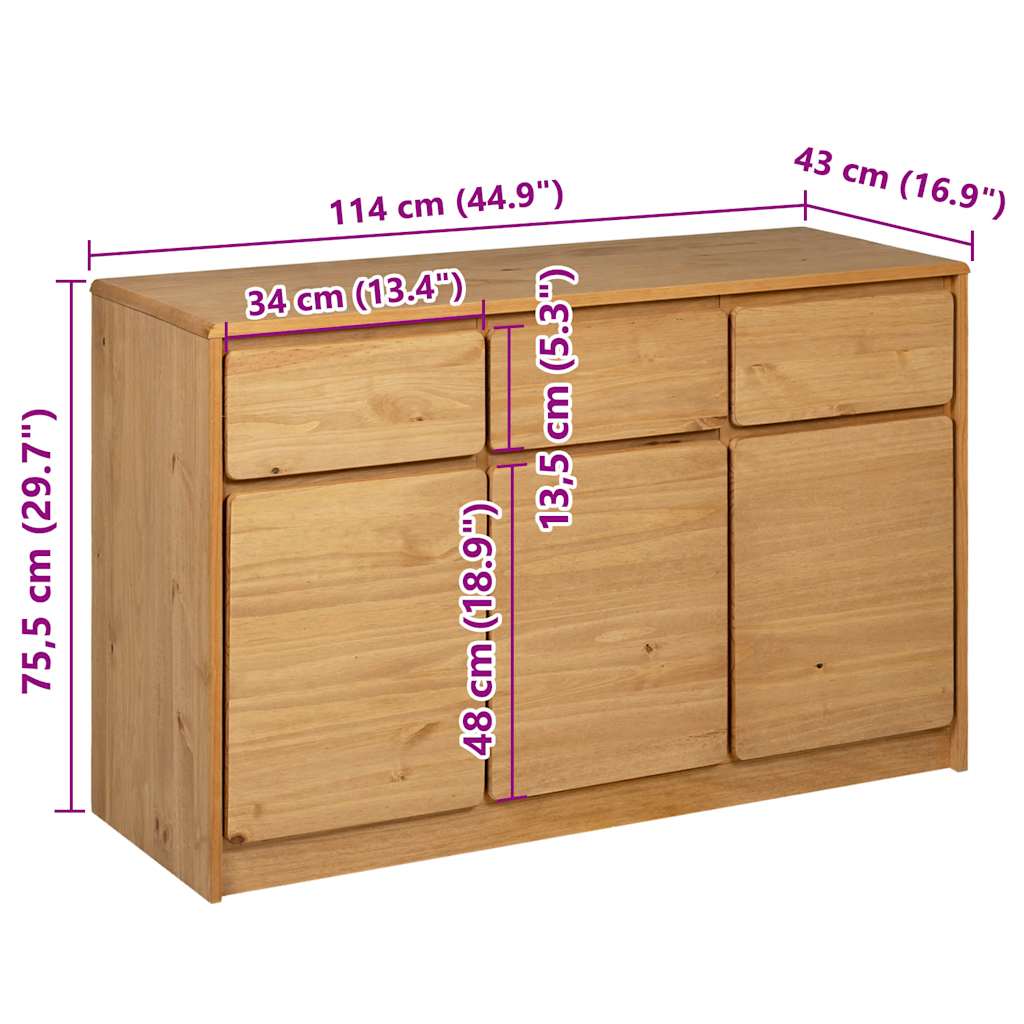 Μπουφές SAUDA Δρυς 114x43x75,5 εκ. από Μασίφ Ξύλο Πεύκου