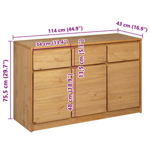 Μπουφές SAUDA Δρυς 114x43x75,5 εκ. από Μασίφ Ξύλο Πεύκου