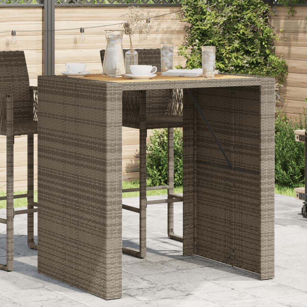 Τραπέζι Μπαρ Κήπου Επιφ. Ακακίας Γκρι 105x80x110εκ. Συνθ. Ρατάν