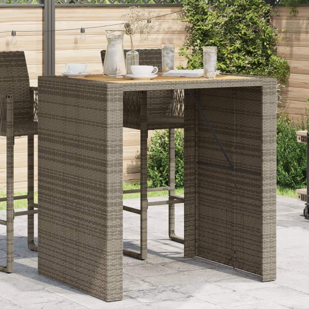 Τραπέζι Μπαρ Κήπου Επιφ. Ακακίας Γκρι 105x80x110εκ. Συνθ. Ρατάν