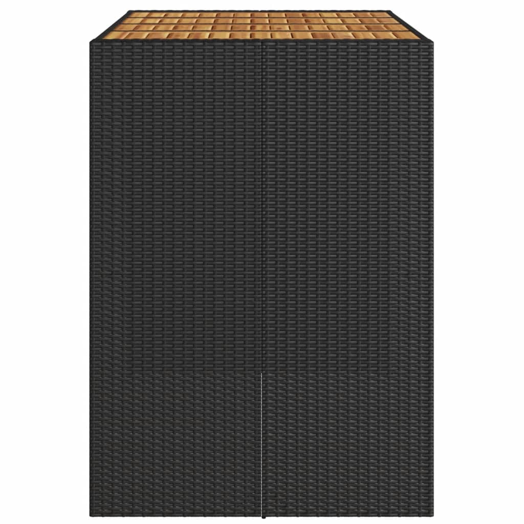 Τραπέζι Μπαρ Κήπου Επιφ. Ακακίας Μαύρο 105x80x110εκ Συνθ. Ρατάν